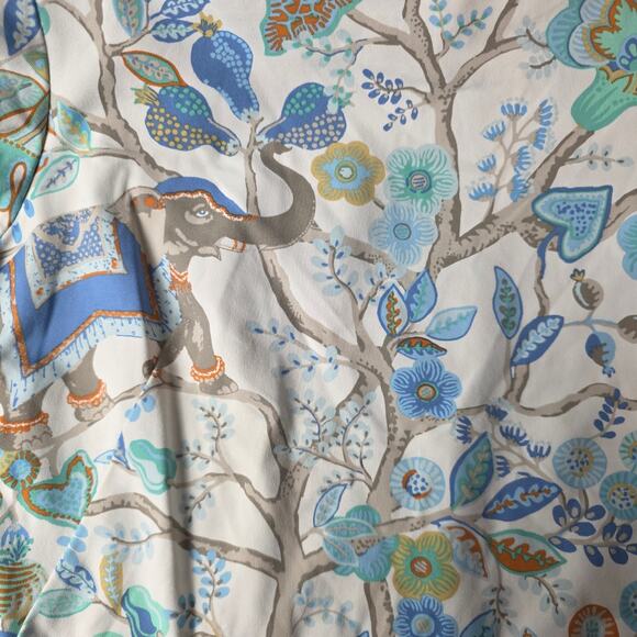 J.McLaughlin Dress Women XS White Blue Floral Long Sleeve A-Line Midi Retro - Picture 9 of 9